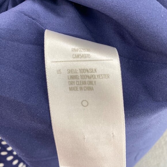 Fossil Dress Womens 2 Navy Polka Dot Silk Fit & Flare Raglan Short Sleeve Mini - Picture 6 of 10